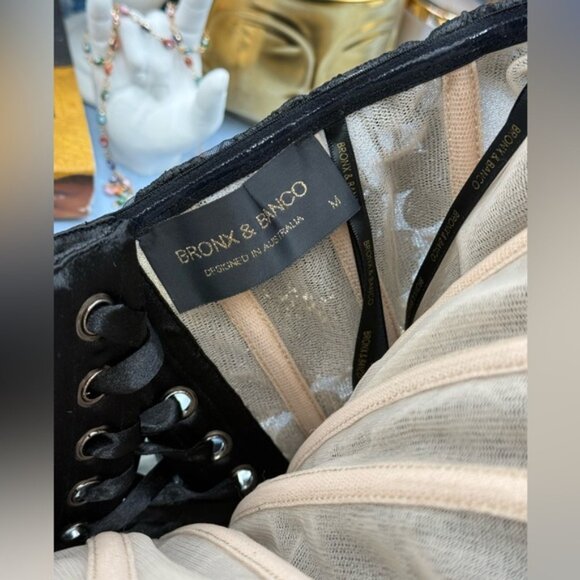 🆕 BRONX & BANCO 🧿 NWOT Jasmine Maraya Black Lace Up Mini Dress, Sz M US 6 - Picture 13 of 16